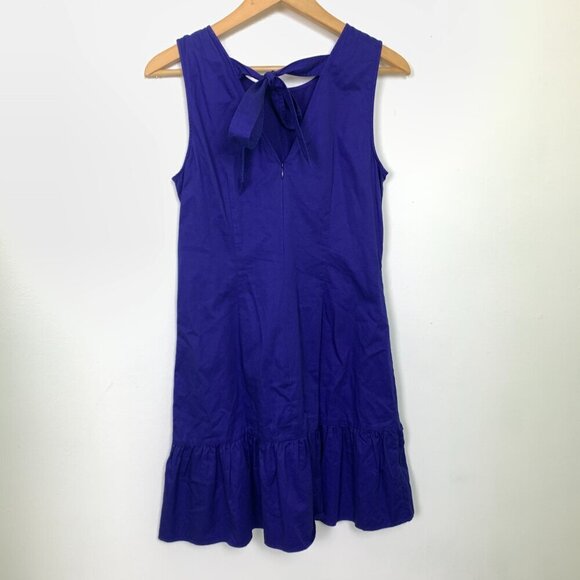 J. Crew Indigo Blue Bow-Back Ruffle Flounce Dress - Picture 5 of 9
